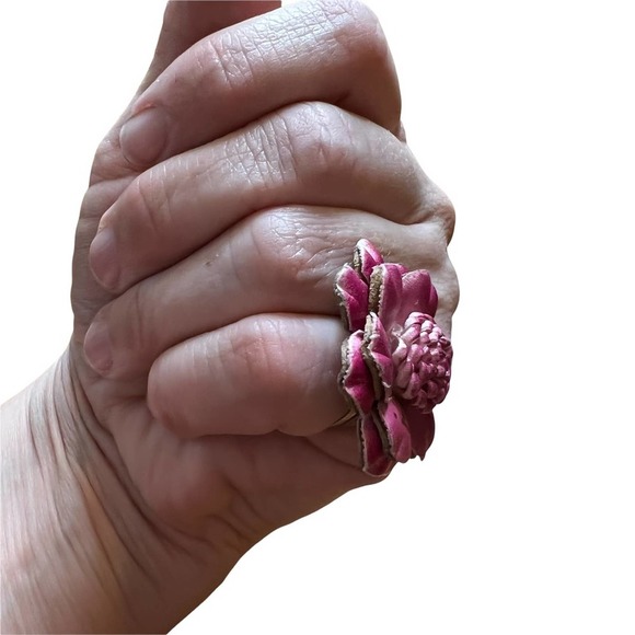 Rose Mauve Fabric Flower Costume Fashion Adjustable Ring, small - Picture 2 of 9